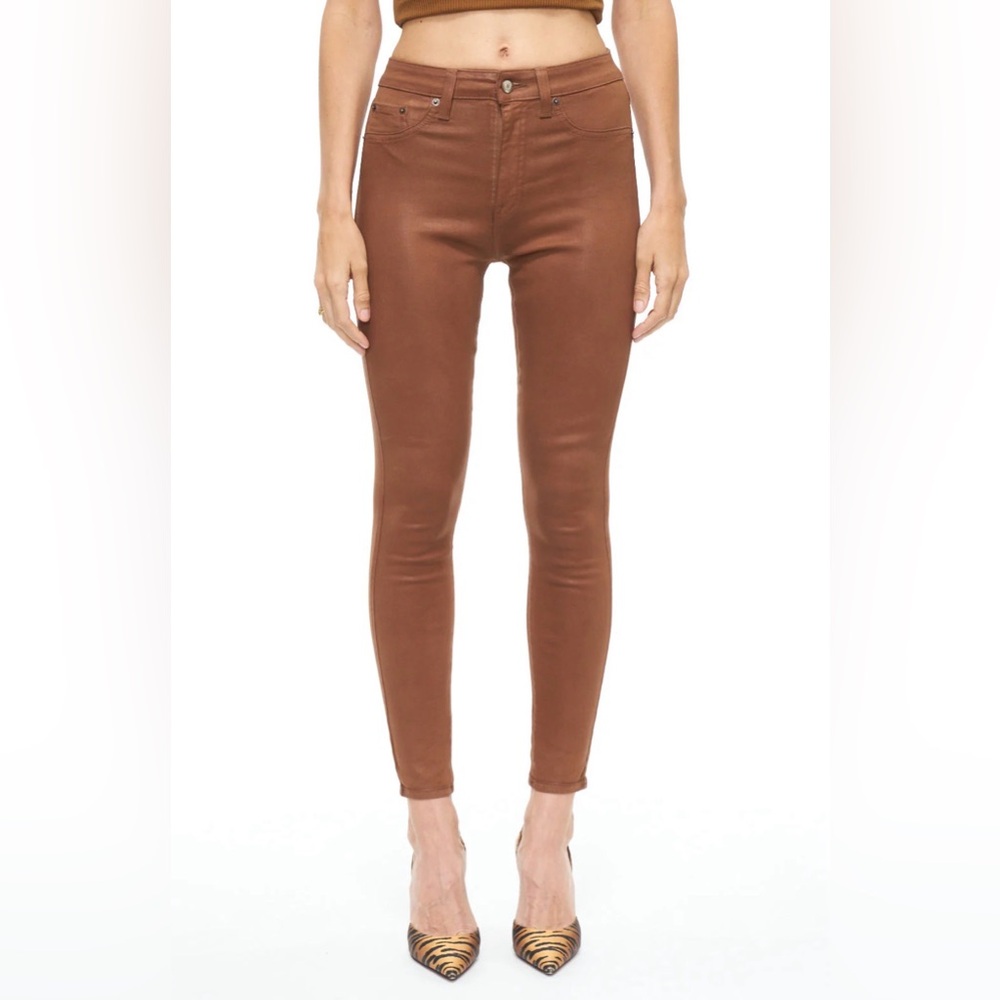 Pistola Aline Coated High Rise Skinny Jeans - Cognac